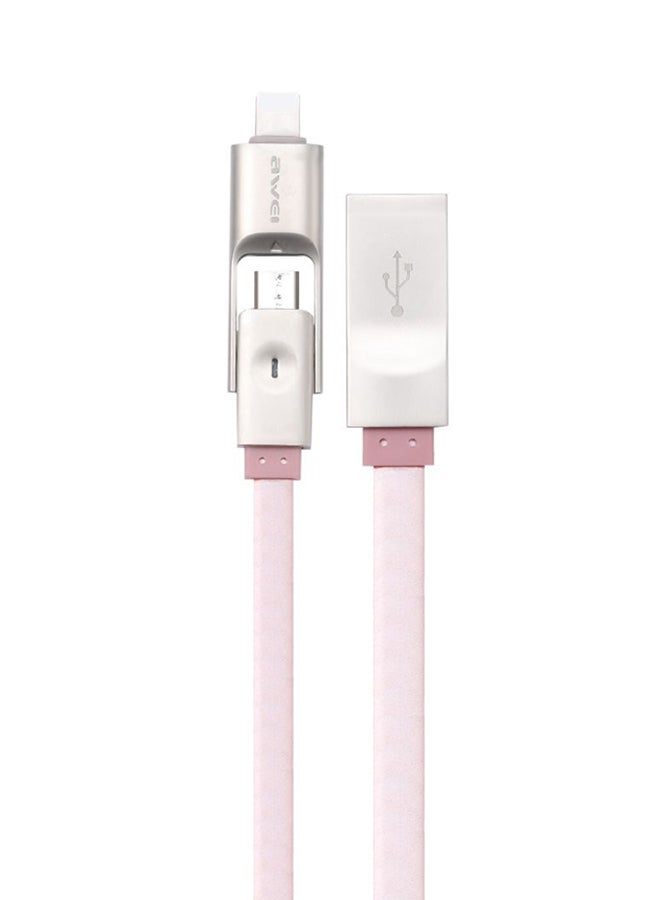 Awei 2-In-1 Micro USB And 8-Pin Data Sync Charging Cable Rose Gold