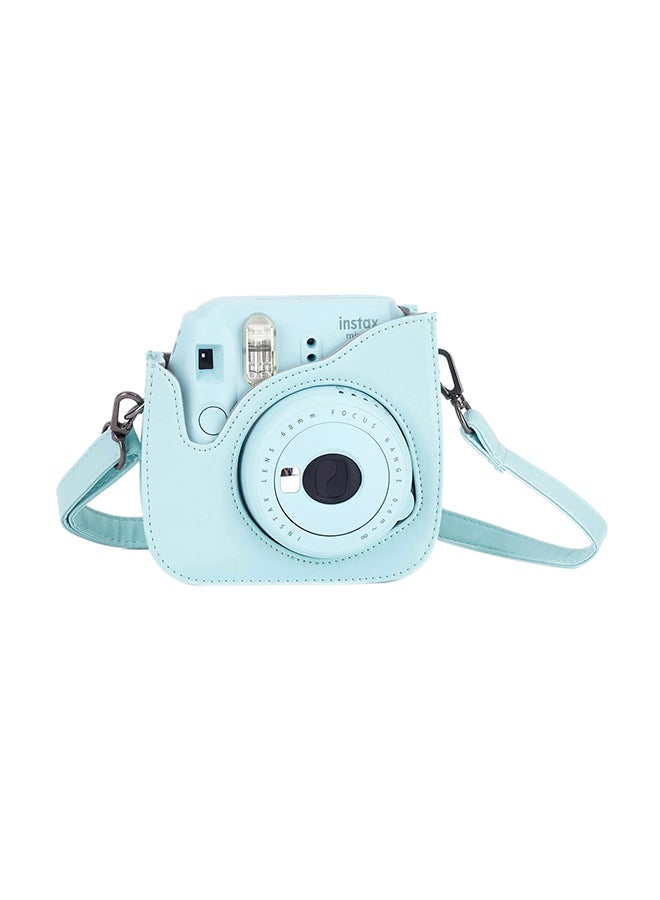 FUJIFILM Instax Mini 9 Instant Film Camera Ice Blue With Leather Carry Case  - Image 1