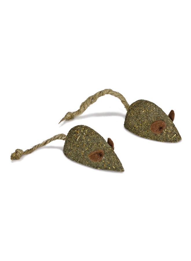 2-Piece Catnip Mouser Compressed Toy Brown 4inch - Image 1