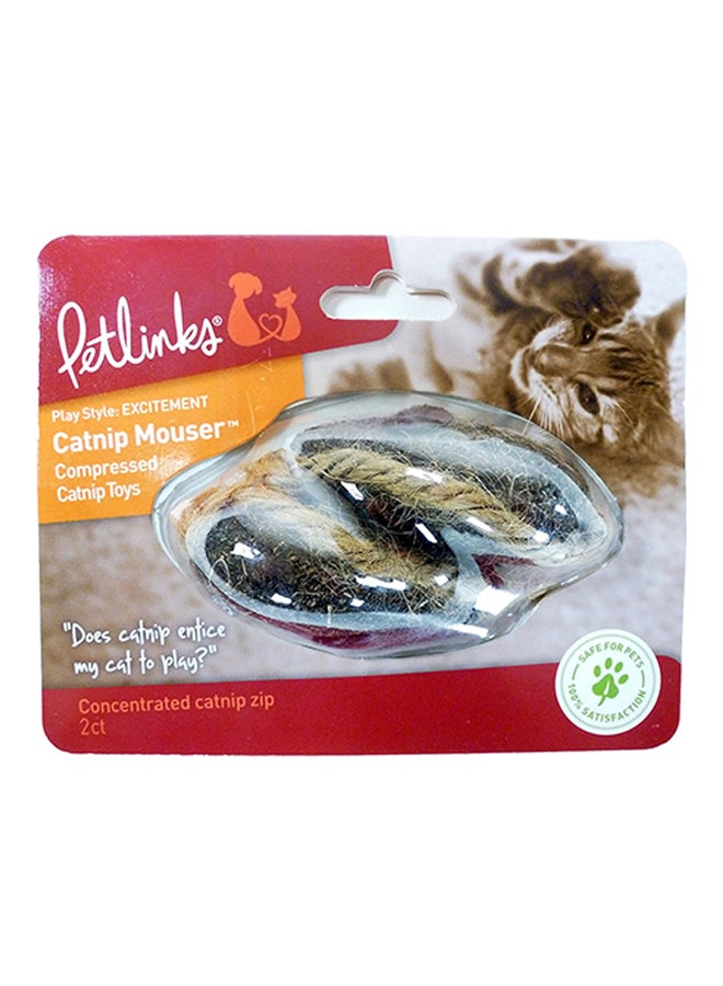 2-Piece Catnip Mouser Compressed Toy Brown 4inch - Image 2