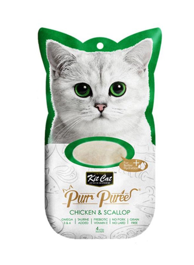 Kit Cat Purr Puree Chicken And Scallop 4 Sachets 15grams