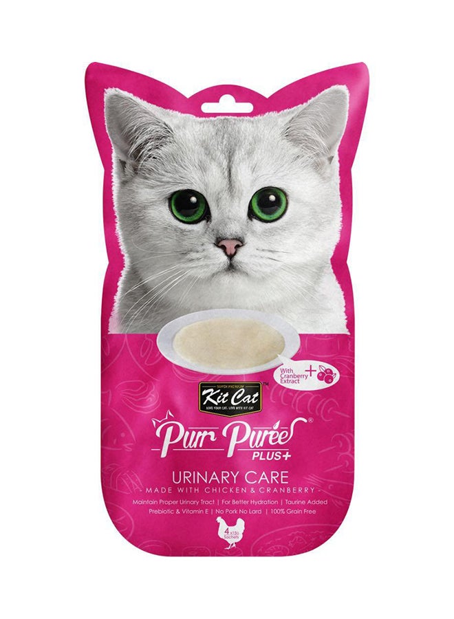 Kit Cat Purr Puree Plus Chicken And Cranberry Multicolour 4x15grams