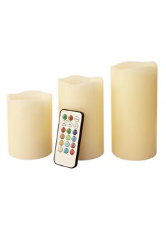 3-Piece Candle Lights With Remote Control Multicolour