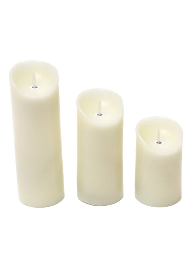 3-Piece Flameless LED Candle With Remote Control Set White 