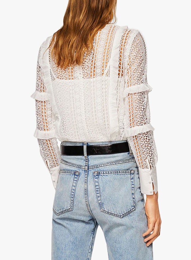 MANGO - Classic Style Papaya Blouse White - Image 1