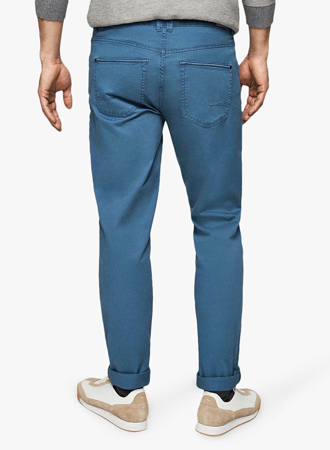 MANGO Slim Fit Cotton Pants Blue  - Image 2