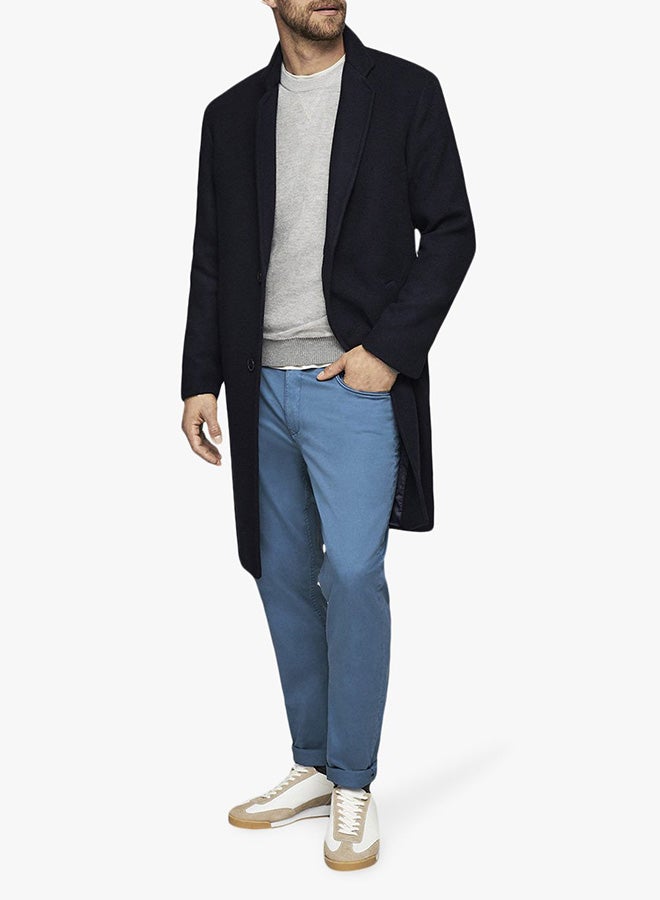 MANGO Slim Fit Cotton Pants Blue  - Image 3