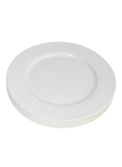 4-Piece Basic Porcelain Dinner Plate Set White 10.5inch