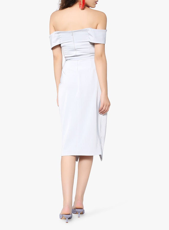 lavish alice Twist Bardot Midi Dress Grey - Image 2