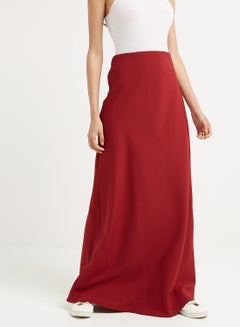 Long Anti Wrinkle Basic Skirt Maroon