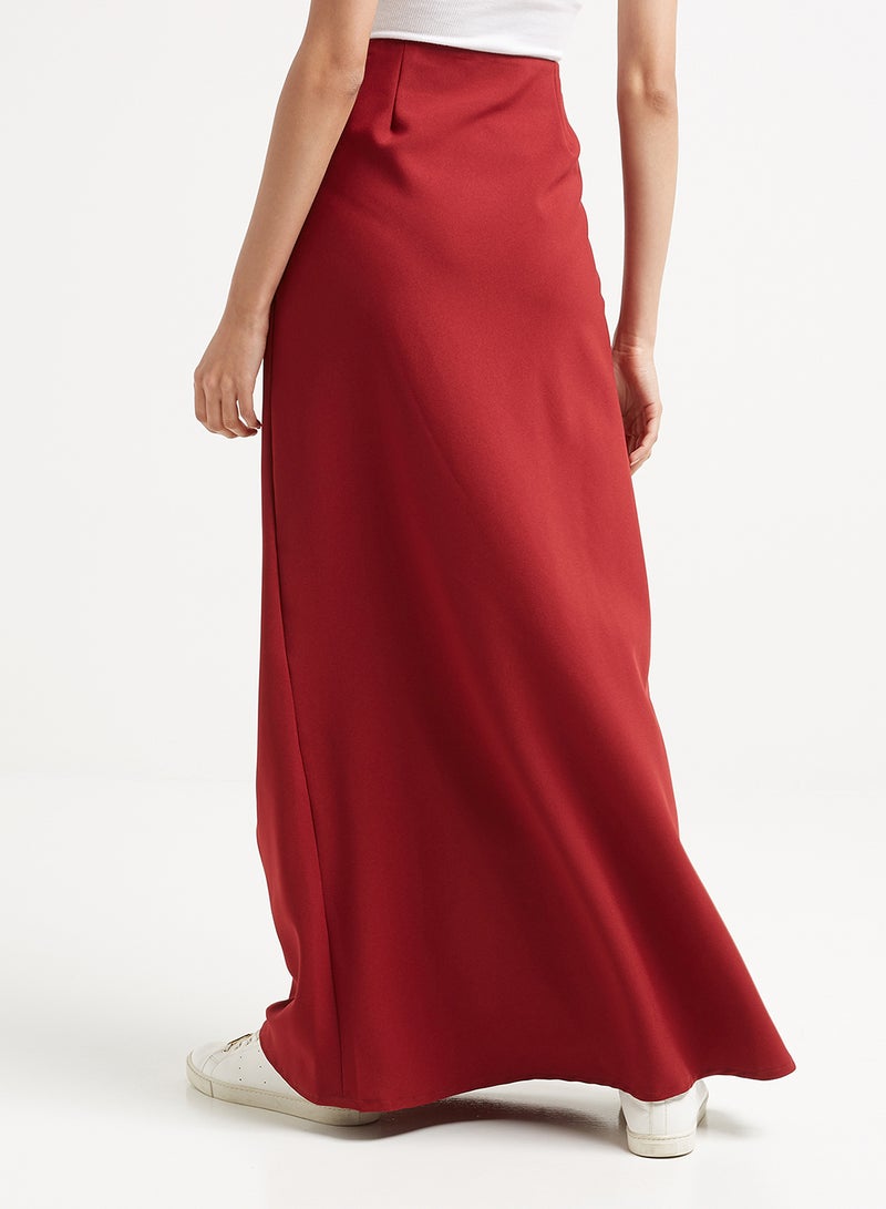 Golden Apple - Long Anti Wrinkle Basic Skirt Maroon - Image 1