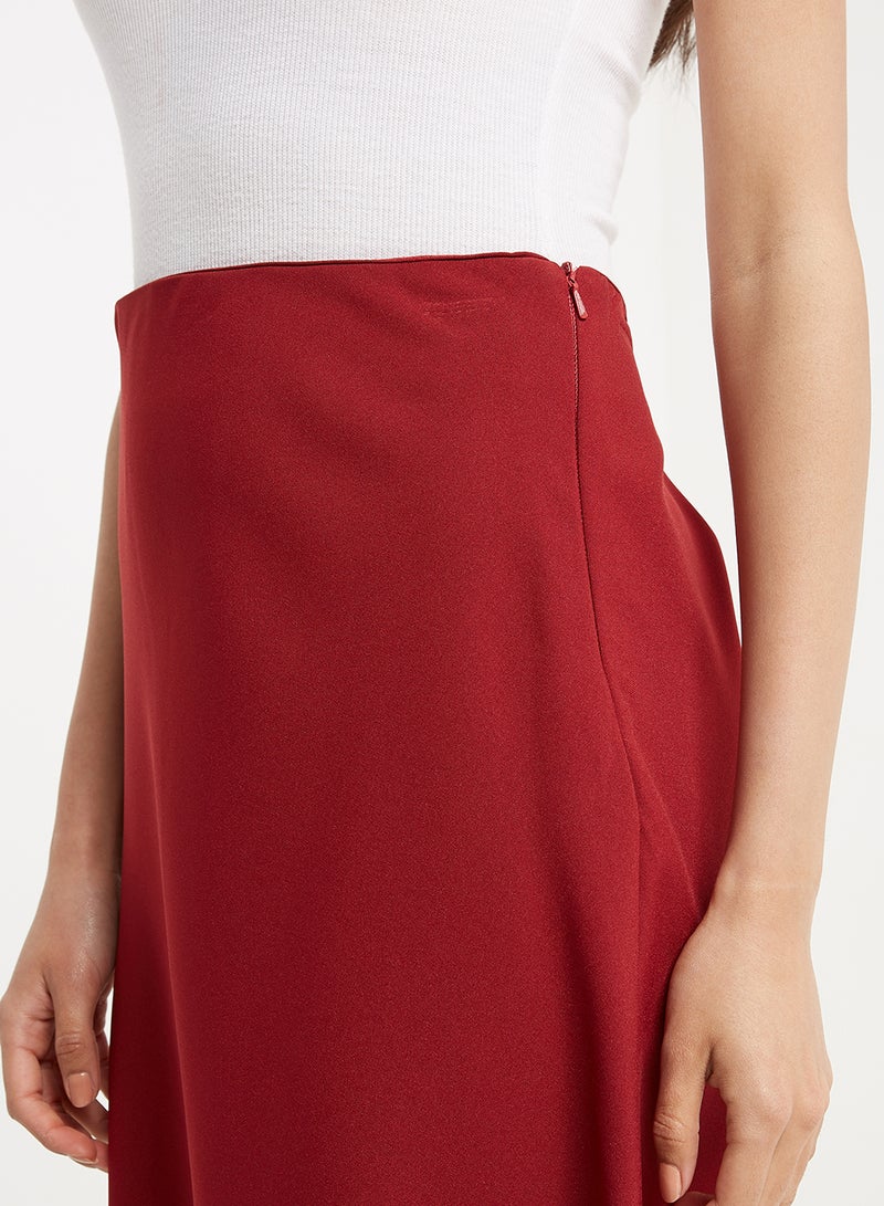 Golden Apple - Long Anti Wrinkle Basic Skirt Maroon - Image 1
