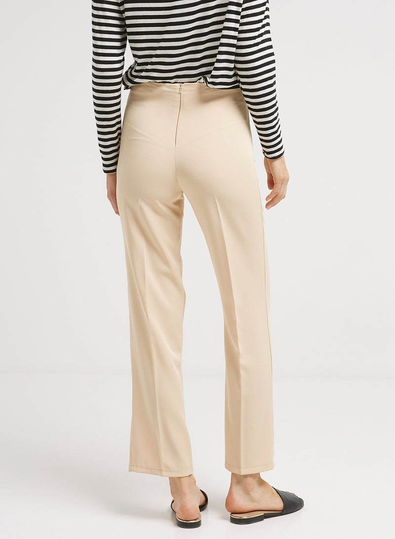 Golden Apple Stretch Poly Cotton Formal Pants Beige - Image 2