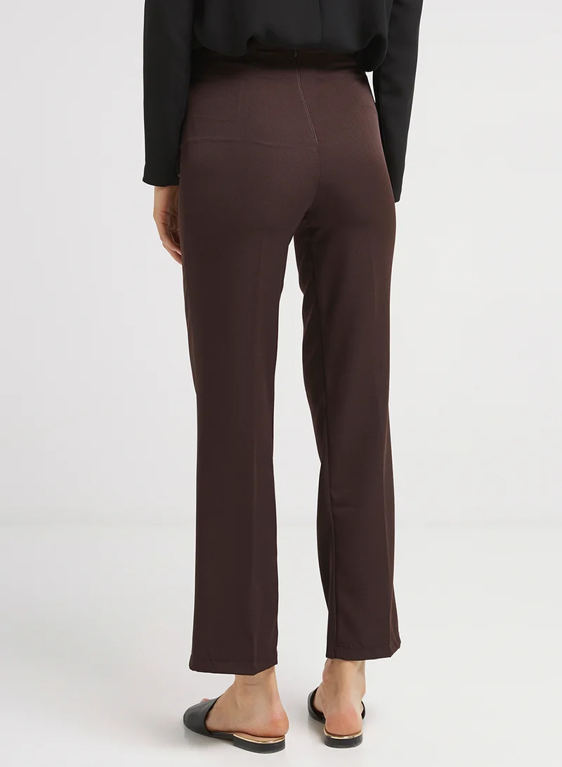 Golden Apple Stretch Poly Cotton Formal Pants Brown