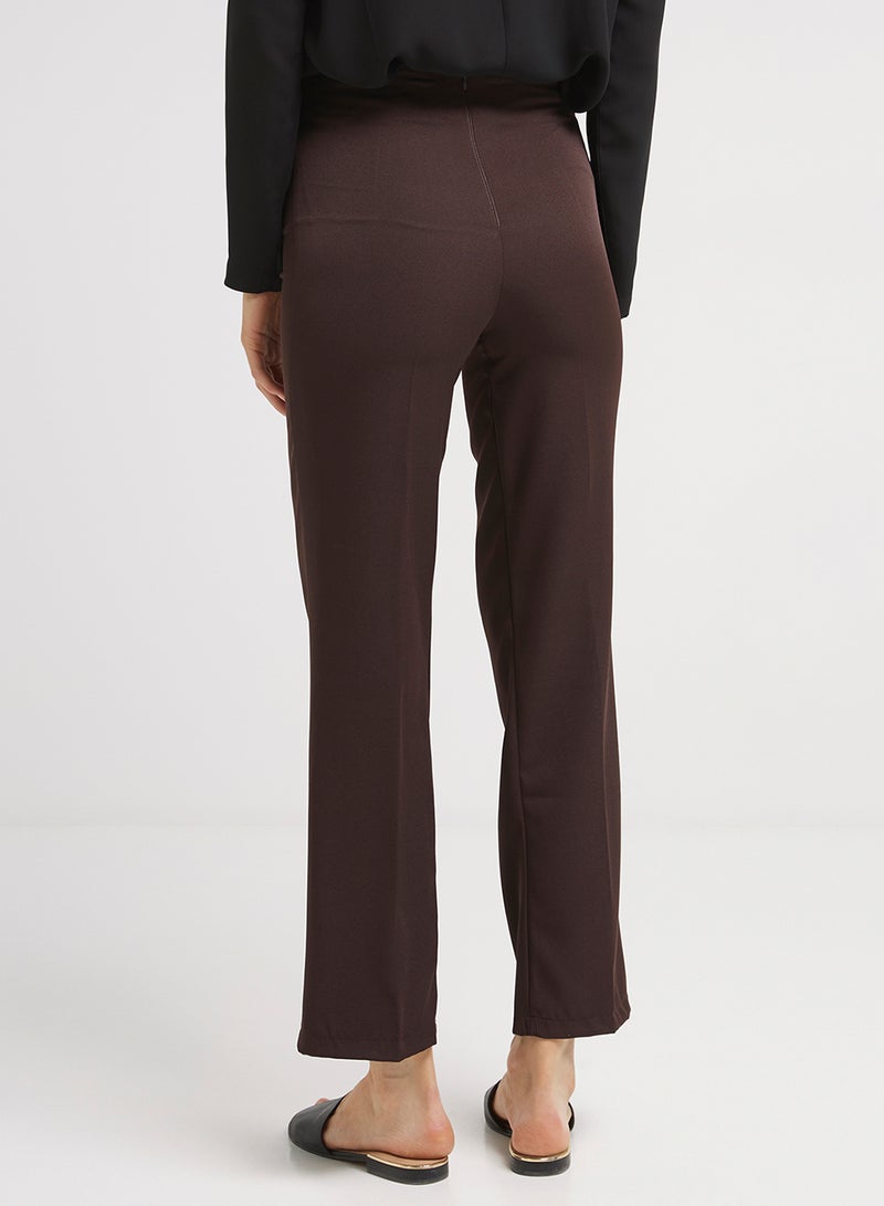 جولدن ابل بنطال رسمي من القطن والبوليستر المرن بني - Image 2