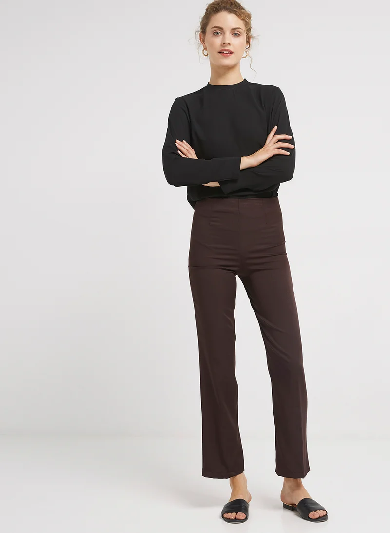 Golden Apple Stretch Poly Cotton Formal Pants Brown