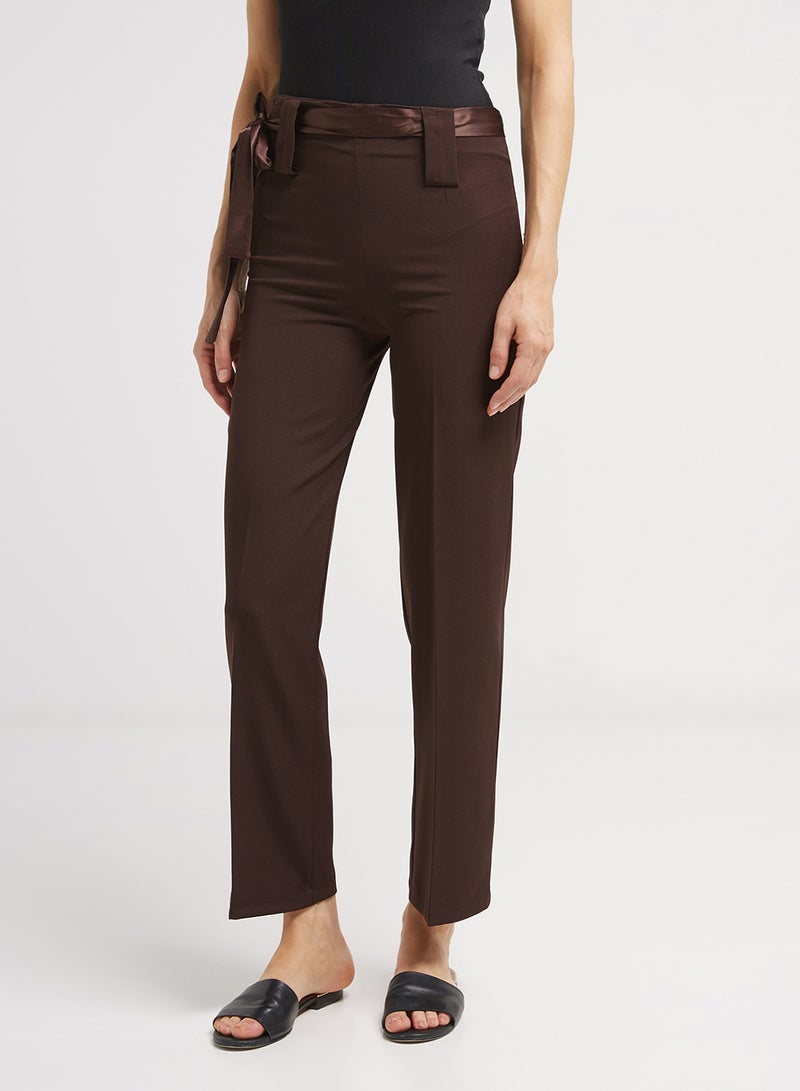 جولدن ابل بنطال رسمي من القطن والبوليستر المرن بني - Image 1