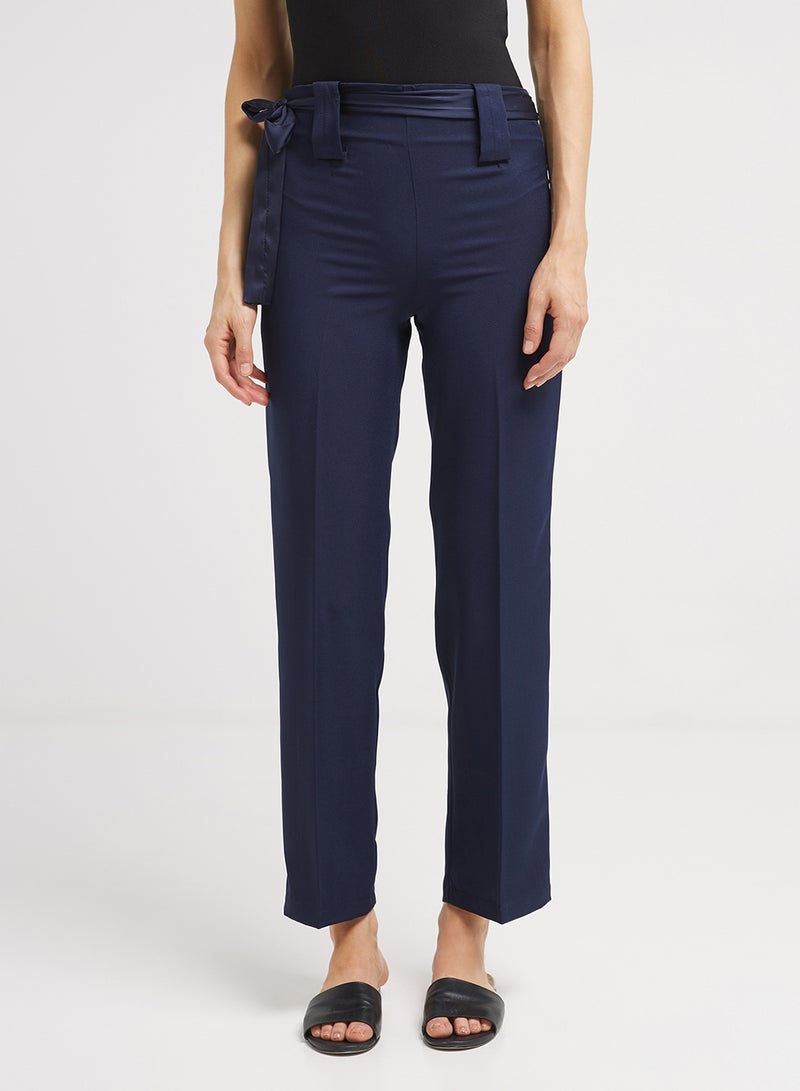 Golden Apple Stretch Poly Cotton Formal Pants Navy Blue  - Image 1