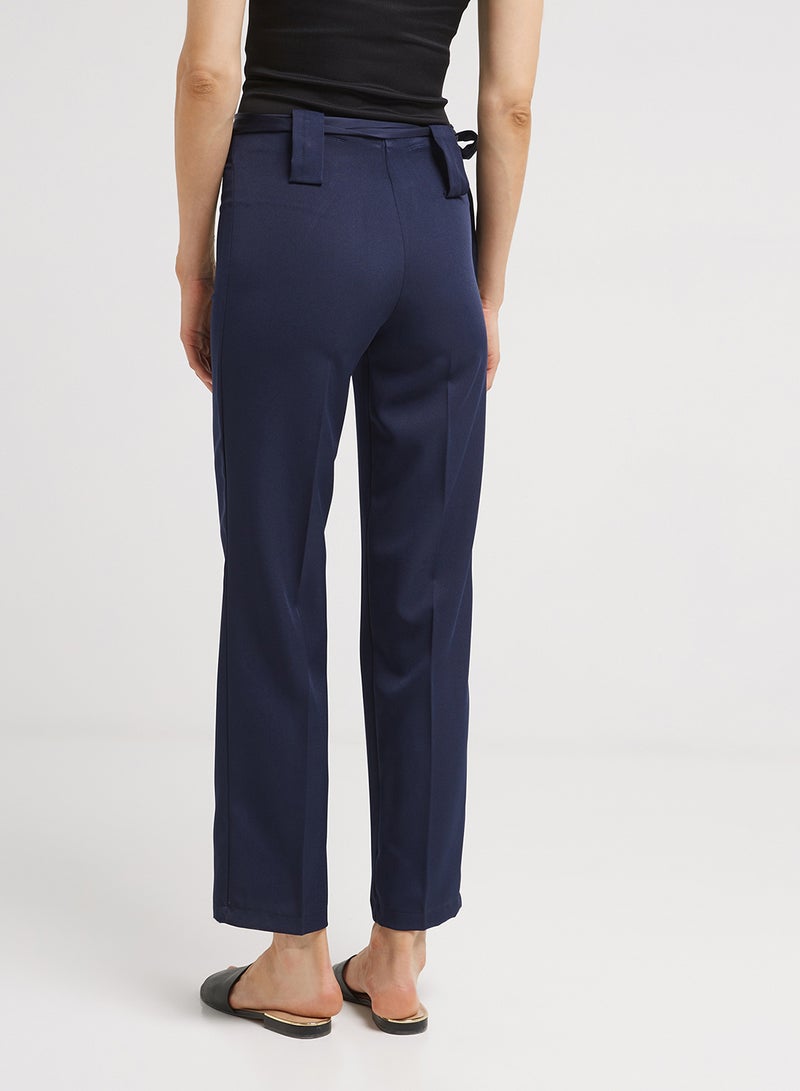 Golden Apple Stretch Poly Cotton Formal Pants Navy Blue  - Image 2