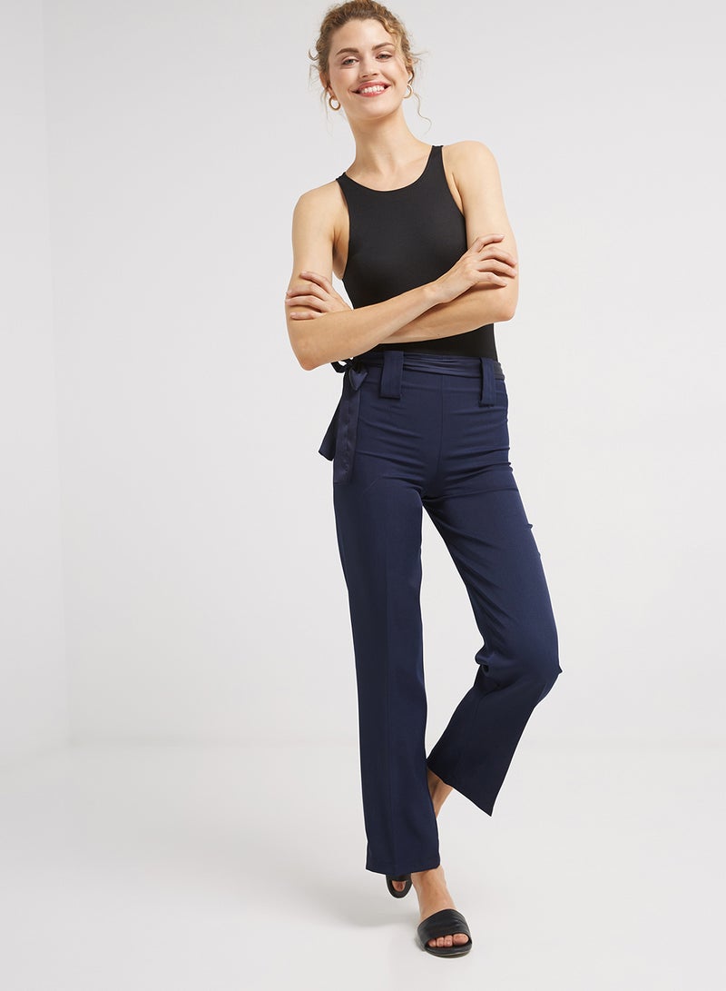 Golden Apple Stretch Poly Cotton Formal Pants Navy Blue  - Image 3