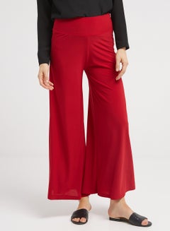 Plain Stretch Palazzo Pants Red - v1524561807/N14421922A_M1