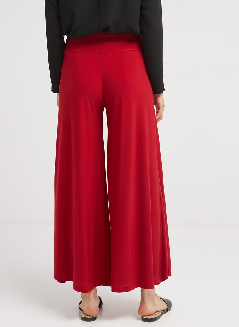 Golden Apple Plain Stretch Palazzo Pants Red  - Image 2