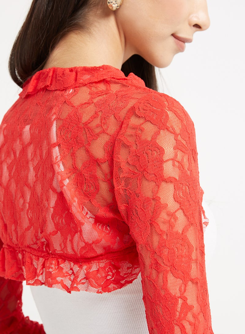 Golden Apple Long Sleeve Bolero Red  - Image 4