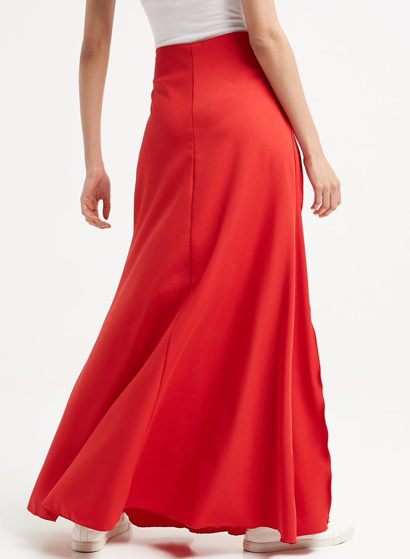 Golden Apple - Plain Long Skirt Red - Image 1