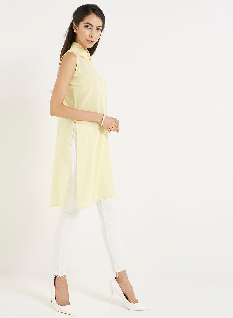 Golden Apple Collared Neck Tunic Yellow - Image 3