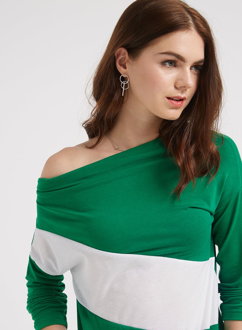 Golden Apple Three-Quarter Sleeve Blouse Green/White - Image 4