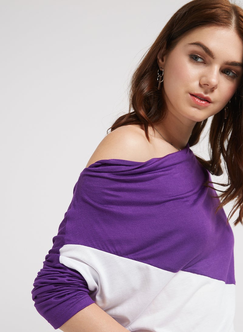 Golden Apple Three-Quarter Sleeve Blouse Purple/White  - Image 4