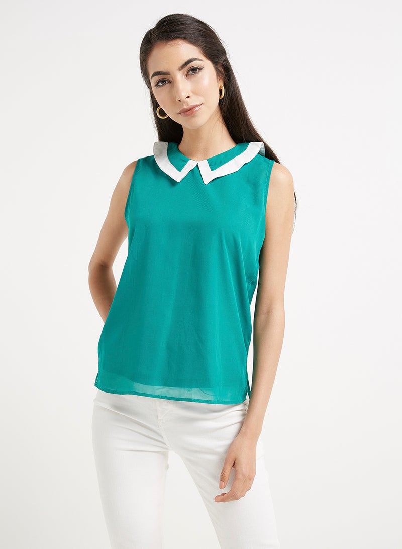 Golden Apple Collared Neck Blouse Green - Image 1
