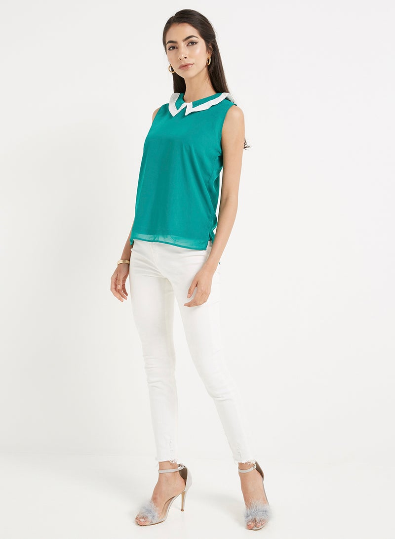 Golden Apple Collared Neck Blouse Green - Image 3