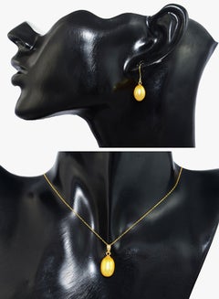 Vera Perla 18K Gold Pearl Diamond Pendant Jewellery Set  - Image 3