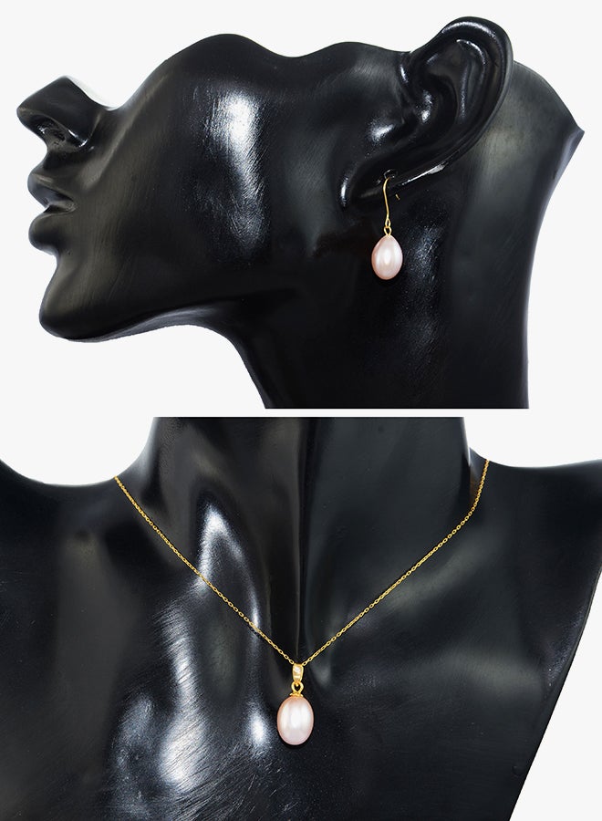 Vera Perla - 18K Gold Pearl Diamond Pendant Jewellery Set - Image 1