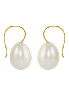 18 Karat White Pearl Drop Gold Earrings