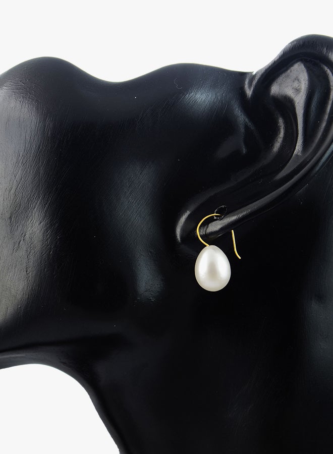 Vera Perla - 18 Karat White Pearl Drop Gold Earrings - Image 1
