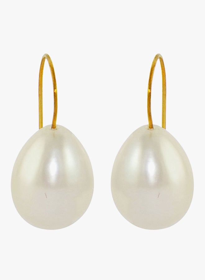 Vera Perla - 18 Karat White Pearl Drop Gold Earrings - Image 1
