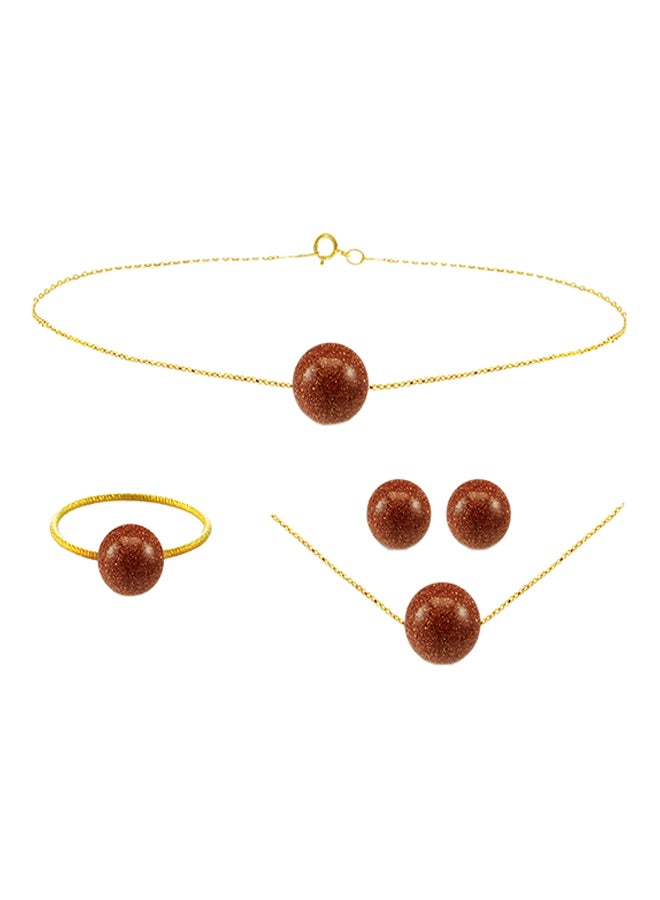 Vera Perla - 10K Gold Sunstone Jewellery Set - Image 1