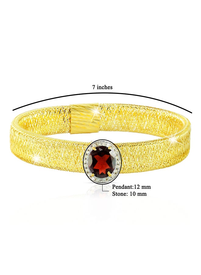 Vera Perla - 18K Gold Genuine Oval Cut Garnet Diamonds Bracelet 0.12 Carat - Image 1