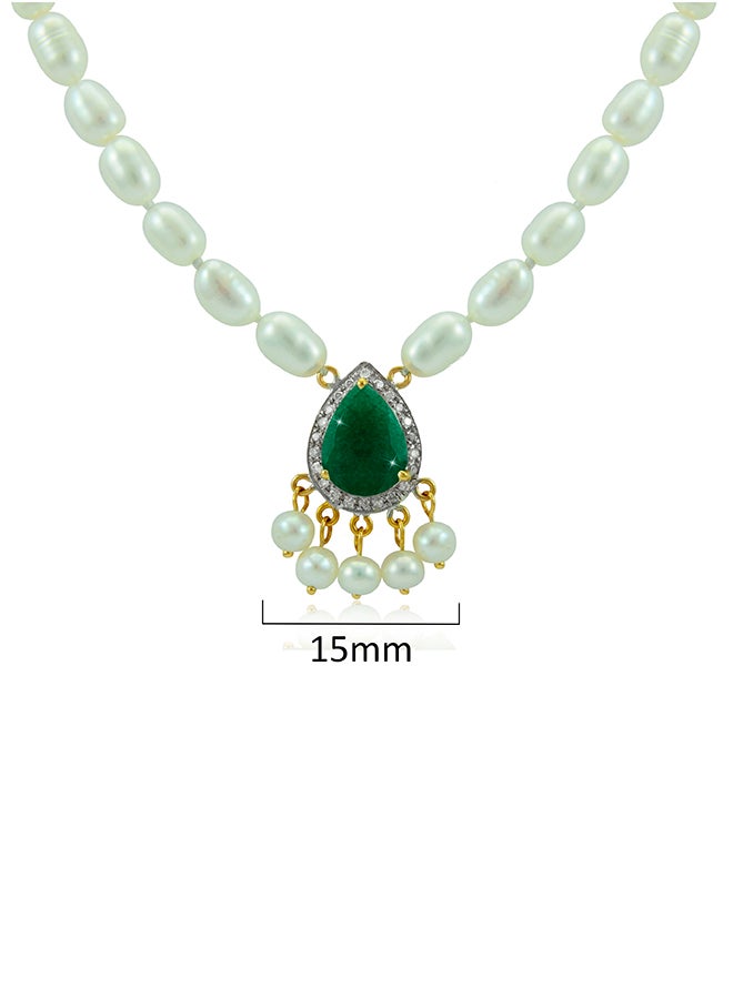 Vera Perla - 18 Karat Gold Diamond Studded Royal Indian Emerald Necklace - Image 1