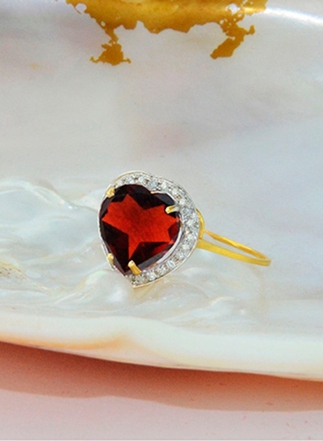 Vera Perla - 18 Karat Gold Heart Cut Garnet Ring With Diamond - Image 1