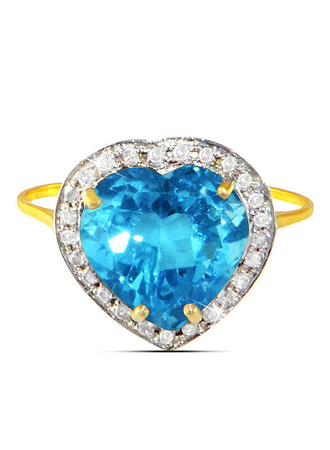 Vera Perla - 18K Gold Genuine Diamond Swiss Blue Topaz Ring 0.14 Carat - Image 1