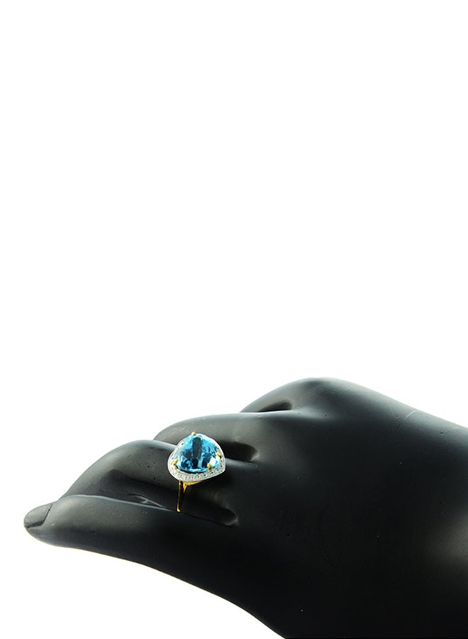 Vera Perla - 18K Gold Genuine Diamond Swiss Blue Topaz Ring 0.14 Carat - Image 1
