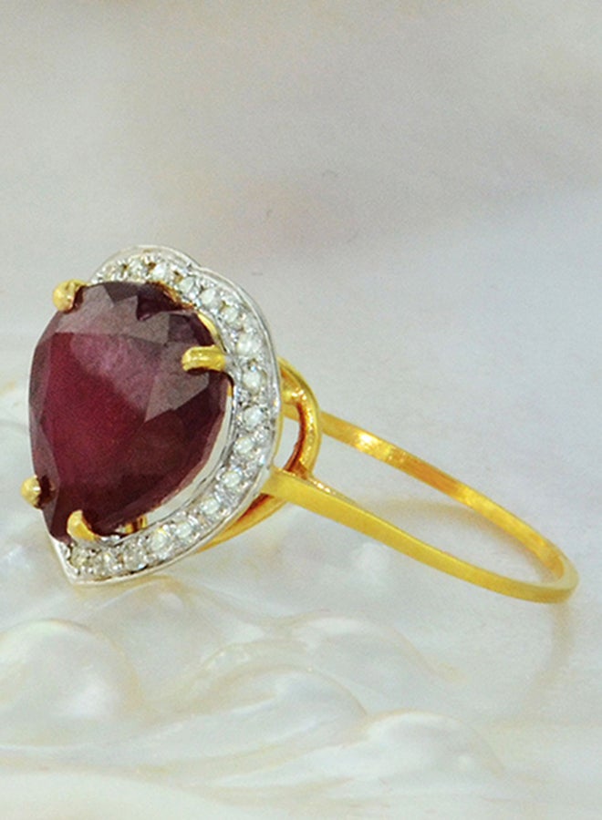 Vera Perla 18K Gold Diamond Heart Cut Ruby Ring  - Image 4