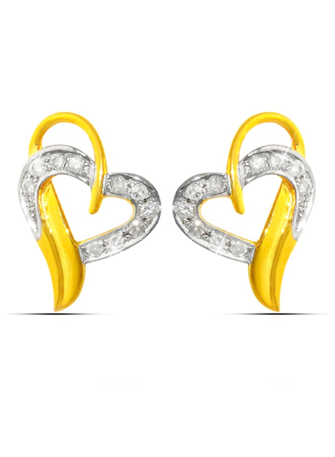 Vera Perla 18K Solid Genuine Diamonds Overlapped Heart Earrings 0.24 Carat - Image 1