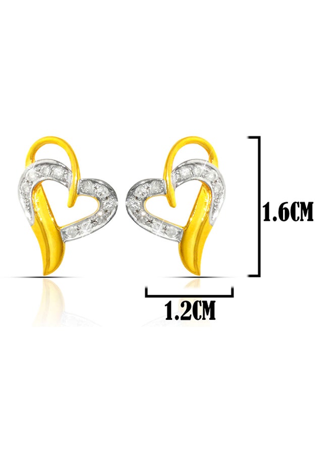 Vera Perla 18K Solid Genuine Diamonds Overlapped Heart Earrings 0.24 Carat - Image 2