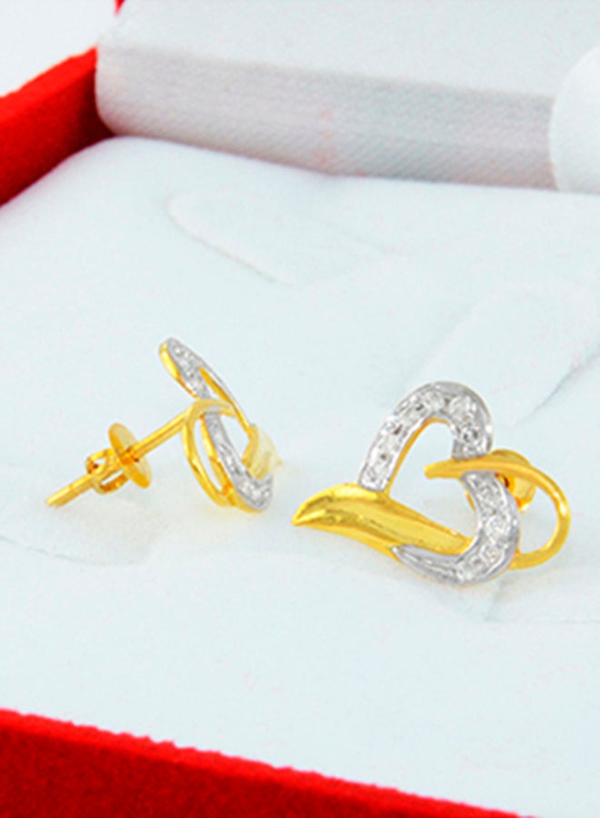 Vera Perla 18K Solid Genuine Diamonds Overlapped Heart Earrings 0.24 Carat - Image 3
