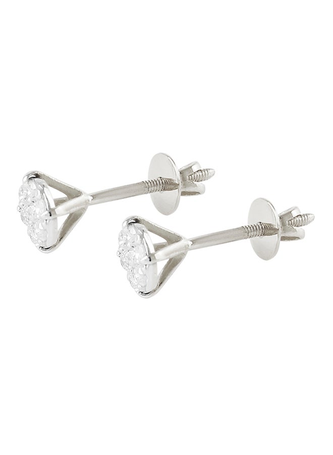 18K Gold Genuine Diamonds Solitaire Screw Back Earrings 0.14 Carat