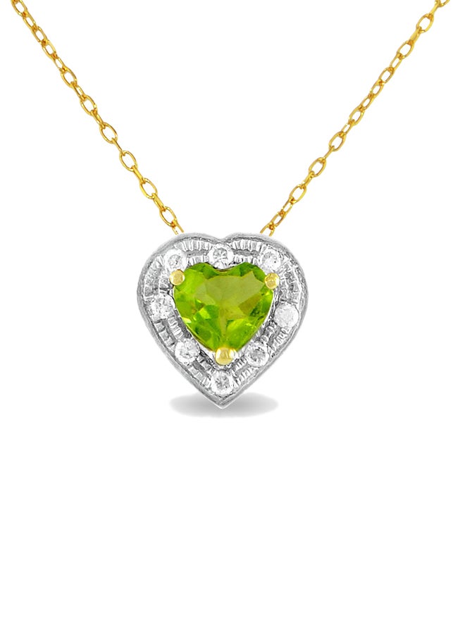 Vera Perla - 18K Gold Diamonds And Peridot Necklace 0.08 Carat - Image 1